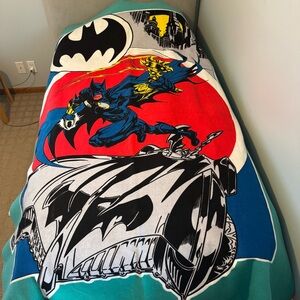 Vintage 90’s Batman Graphic Twin Size Blanket - Red, Blue, Black